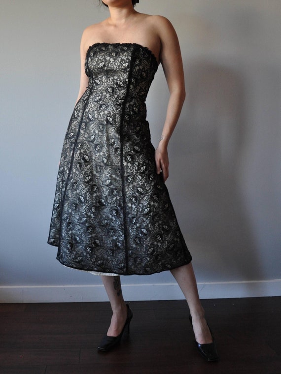 strapless lace overlay dress Must Be Love Strapless Lace Dress Black