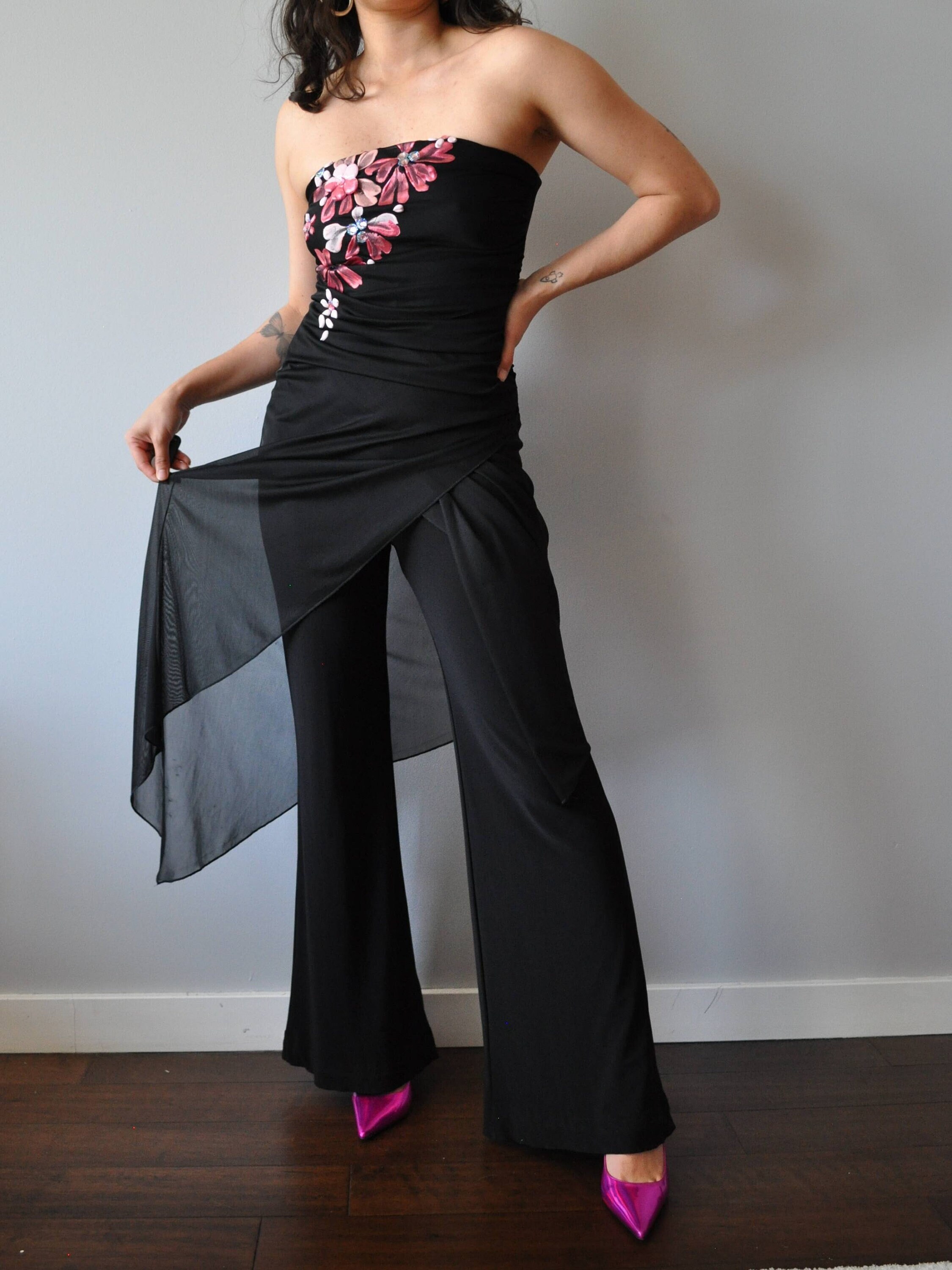 Jumpsuit with dress overlay hotsell