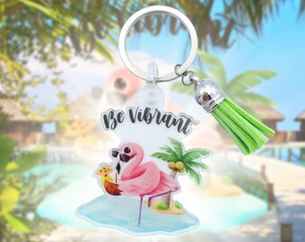 Schlüsselanhänger Nostalgie Flamingo Sommer Trikot bedruckt 