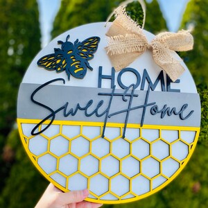 Home Sweet Home Door Hanger|Bee Door Hanger|Door Decor|Bumblebee Door Decor