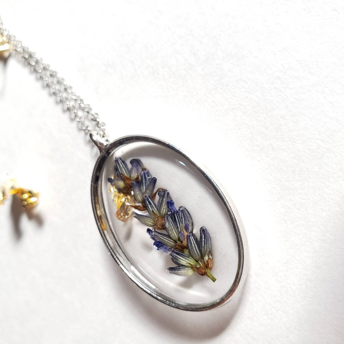 Real Pressed Lavender Necklace Lavendula Dried Flower Etsy