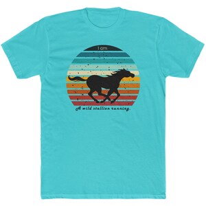 5K shirt Runners Race Shirt Jogging Retro graphic statement I am a wild stallion running Horse silhouette Men&#39;s Cotton Crew Tee racing