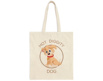 Cartoon dog tote bag Cotton Canvas Tote cute dog puppy bag