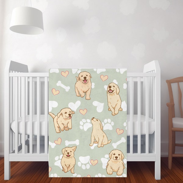 Golden Retriever baby Blanket Velveteen Minky Lightweight Blanket puppy puppies nursery toddler room decor kid decor dog blanket 40"x30"