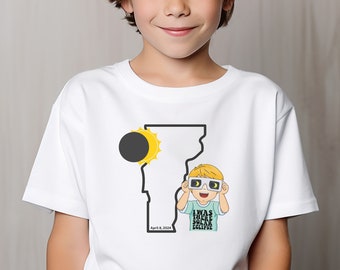 Vermont Eclipse Kid Shirt Gildan Kids t-shirt Solar Eclipse shirt 2024 Totality Sun galactic space astronomy lover gift science shirt