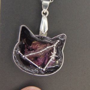 Galaxy Cat Resin Necklace (24 inch chain)