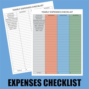 Yearly Expenses Checklist (digital download)