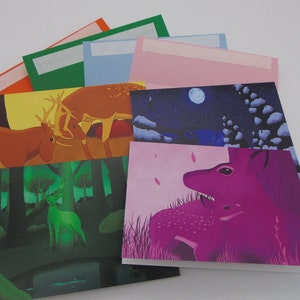 5x7 Grußkarte Einzelpackung (Vier Jahreszeiten der Hirschserie 1)