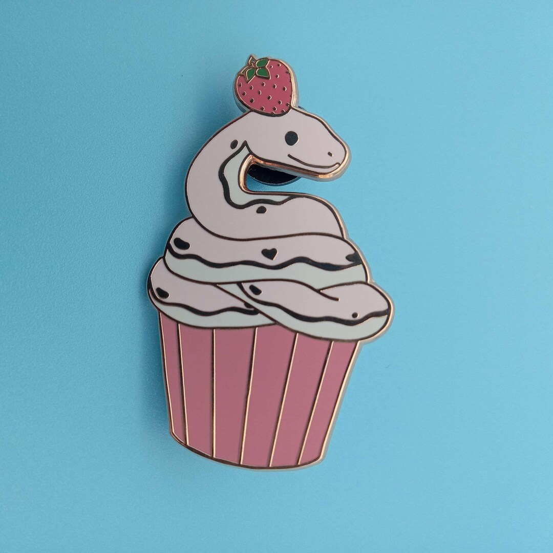 Hard Enamel Pin Snake Cupcake 2 Inches - Etsy