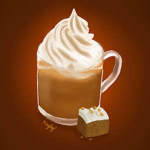 Kunstdruck 5x7 Kürbis Gewürz Latte Kaffee Kunst