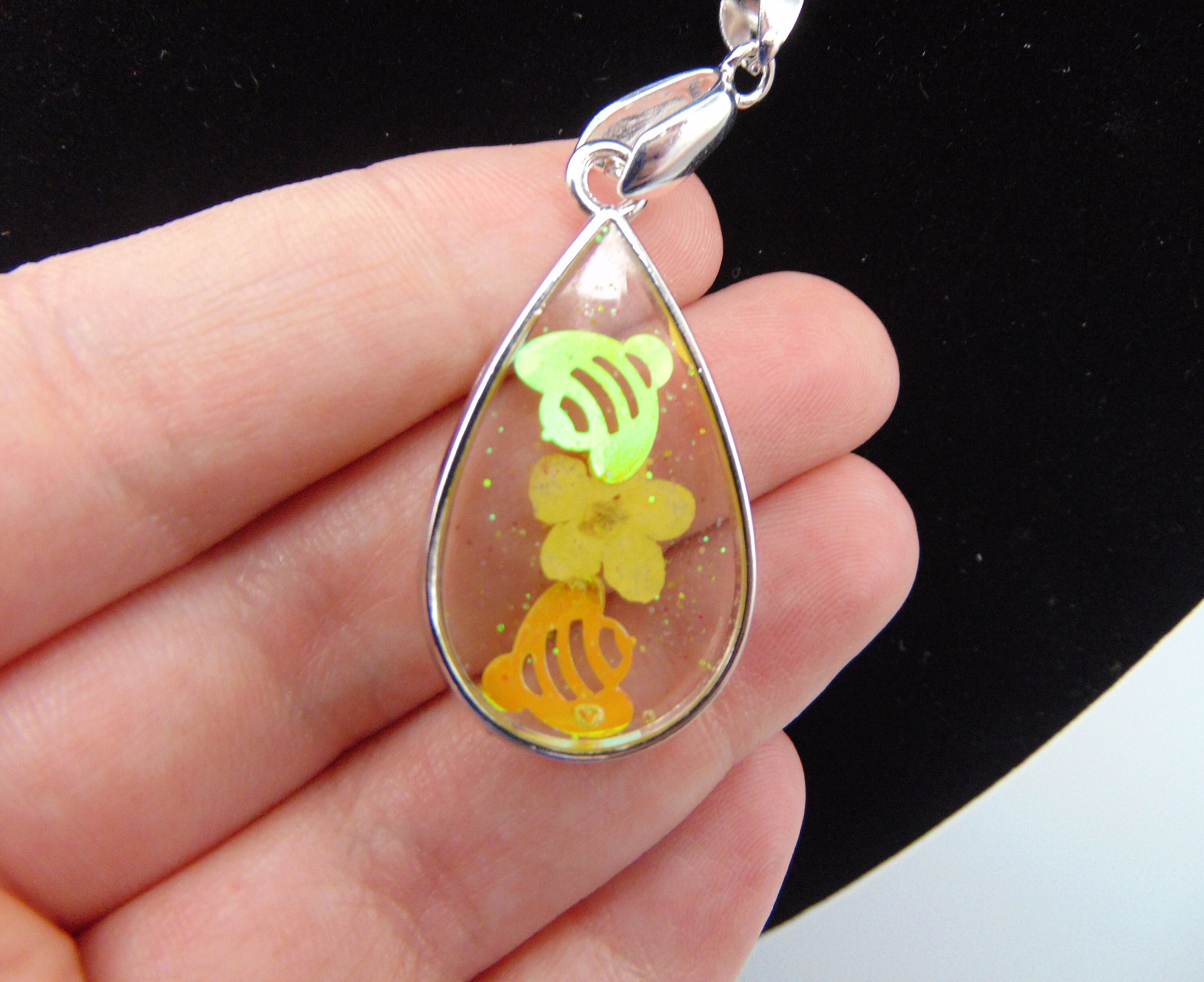 Yellow Beaded Bee Necklace