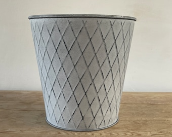 Medium zinc bucket-shaped planter - diamond design indoor or outdoor