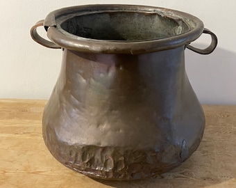 Antique large copper cauldron