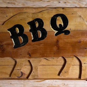 Vintage barbeque / pig handmade wooden sign