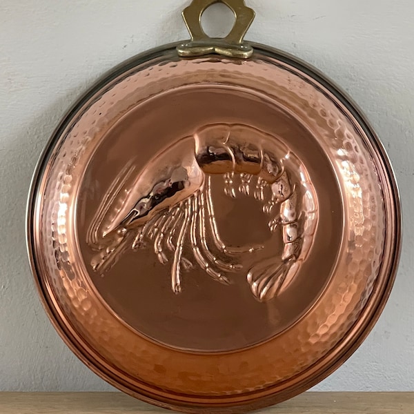 Vintage copper jelly mould - prawn design