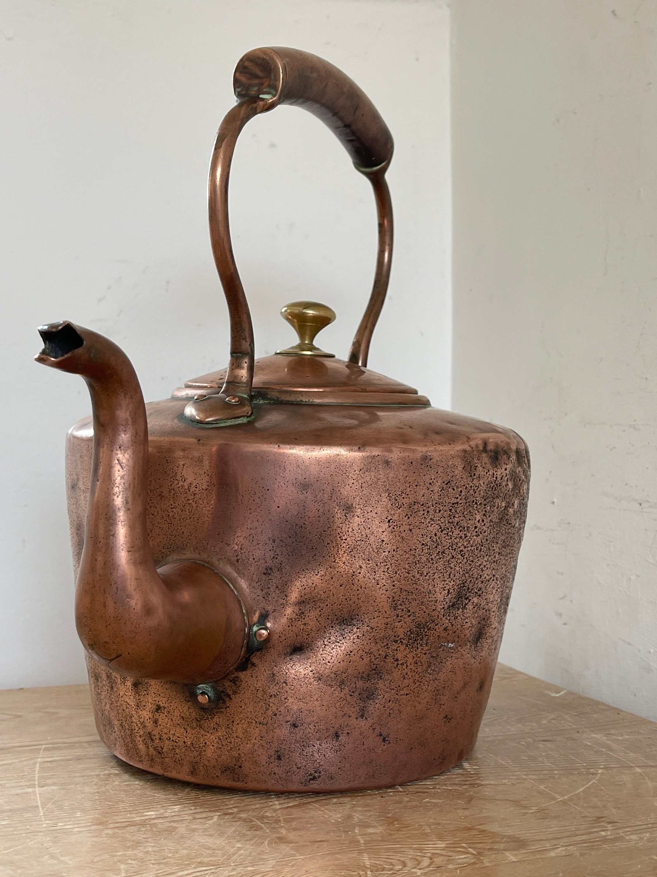 Antique large copper kettle Etsy