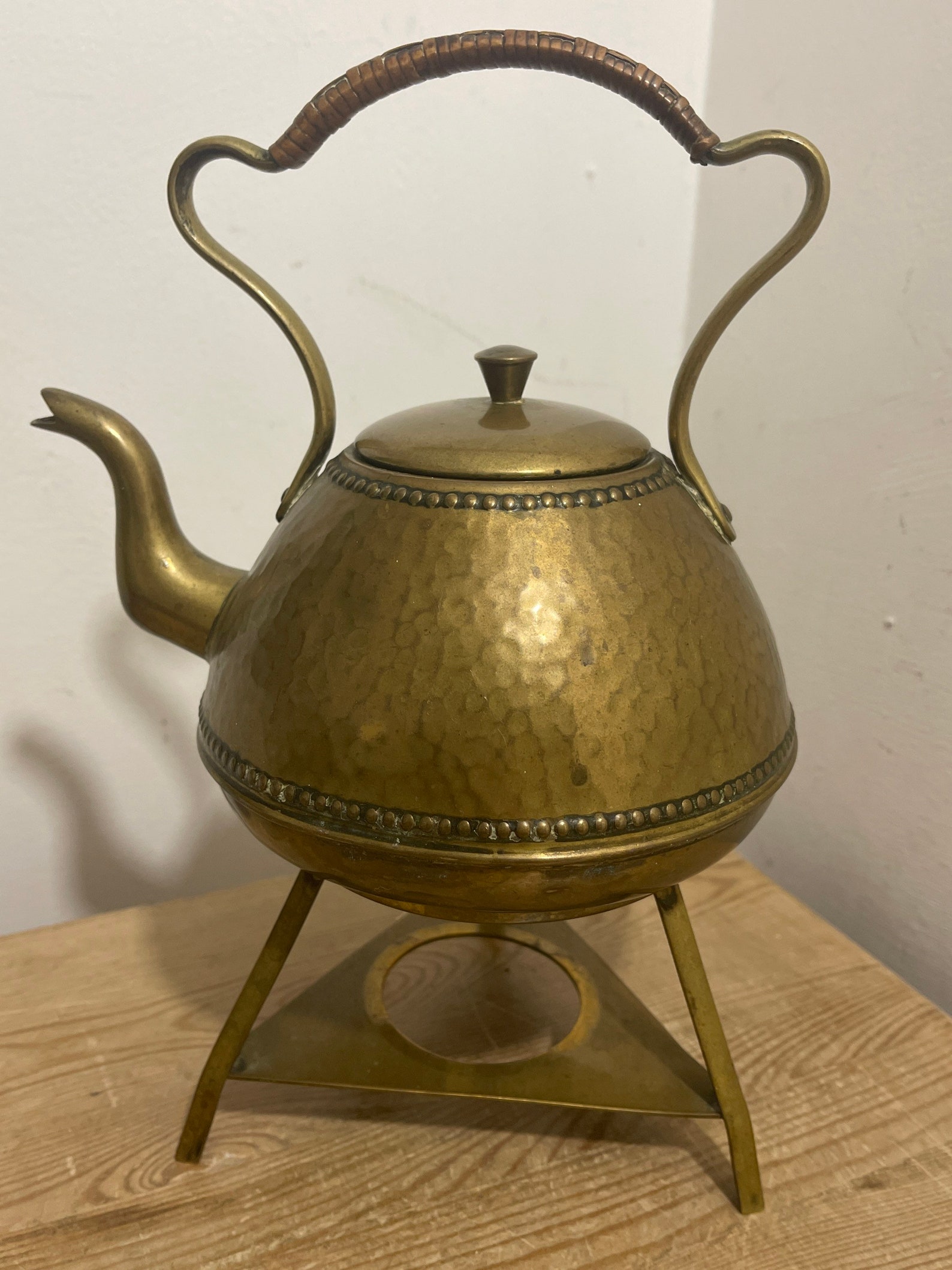 Vintage brass kettle on stand Etsy