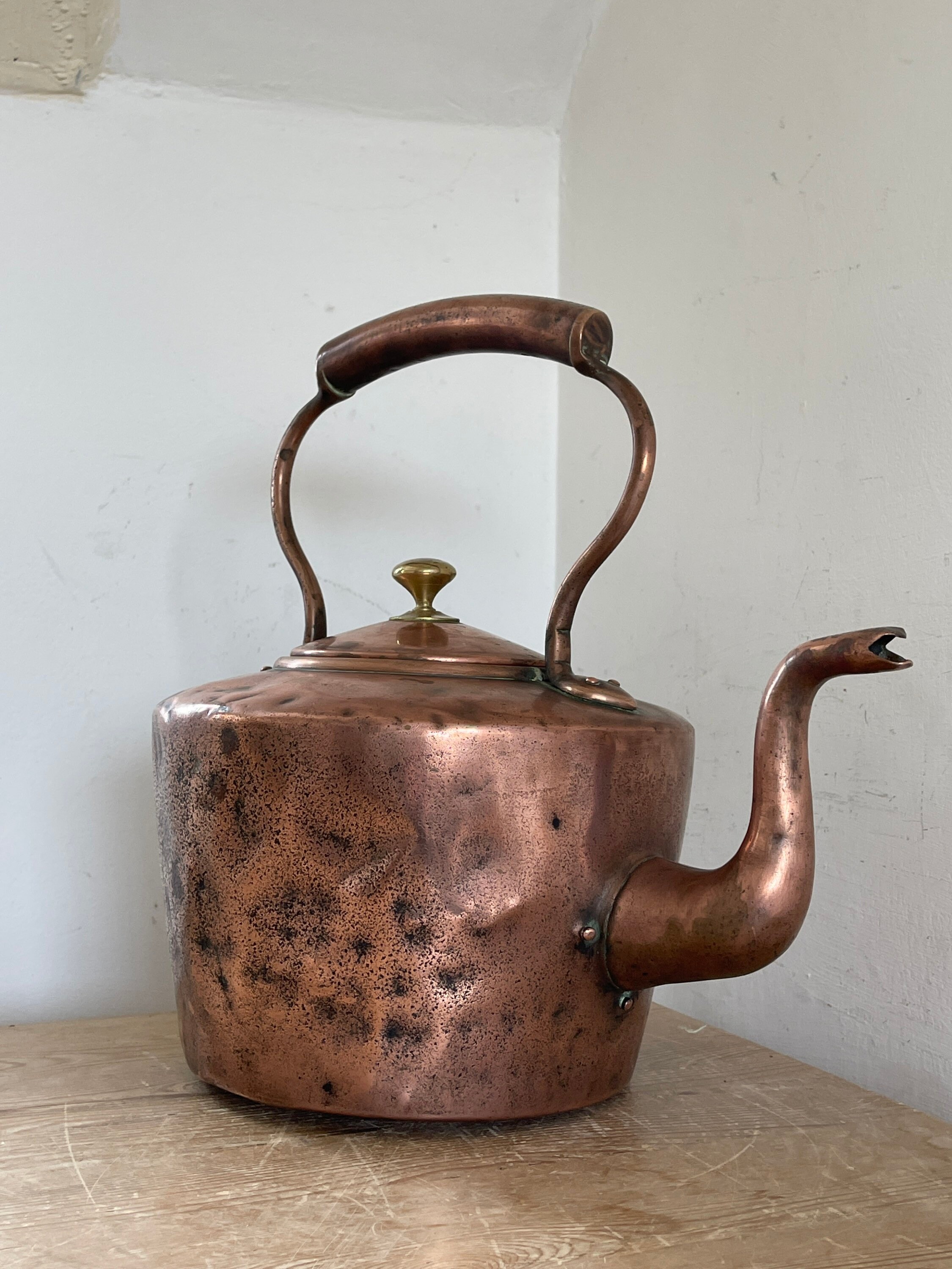 Antique large copper kettle Etsy