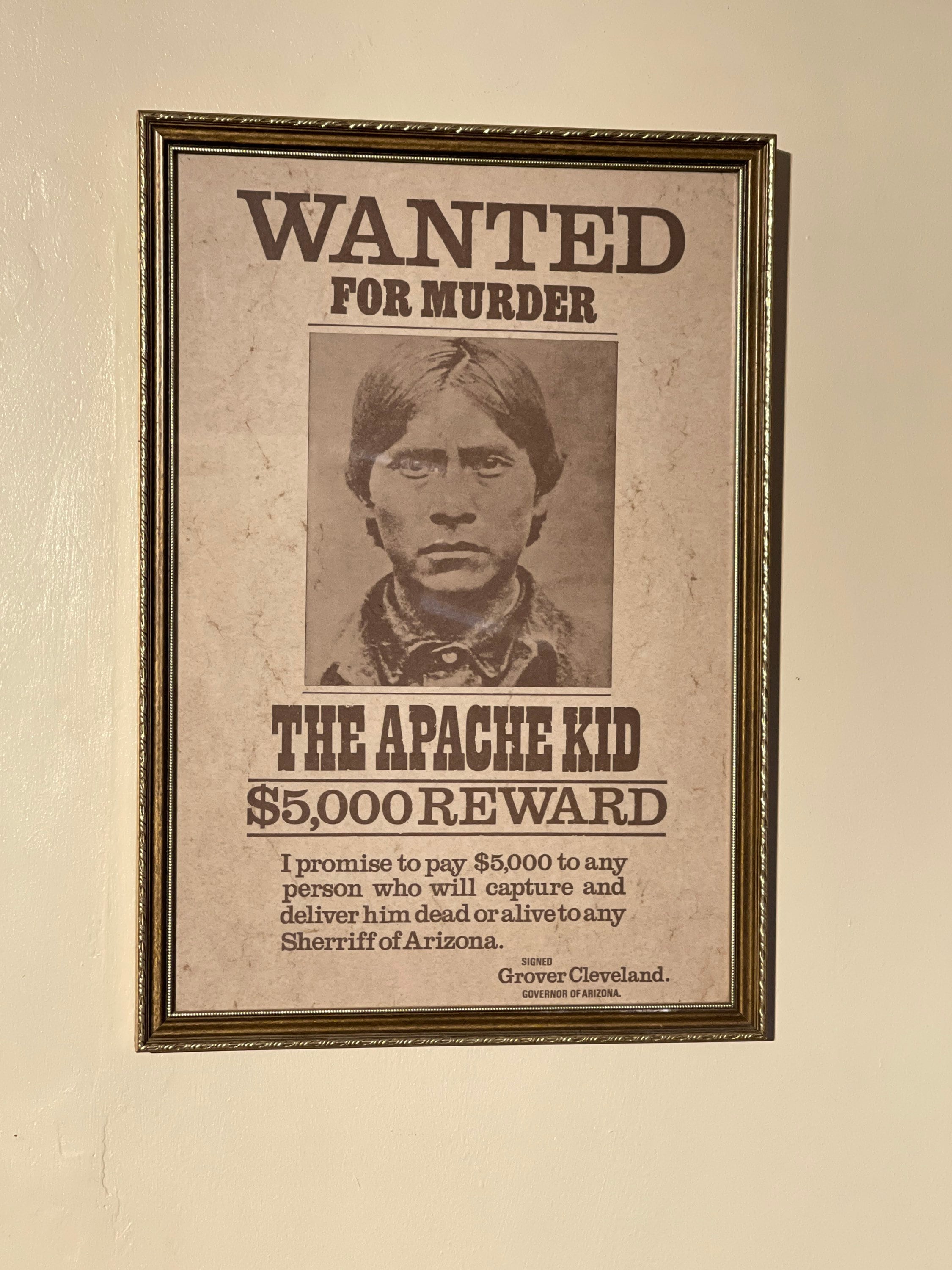 Vintage Wild West Outlaw Wanted Framed Poster - Apache Kid - Etsy