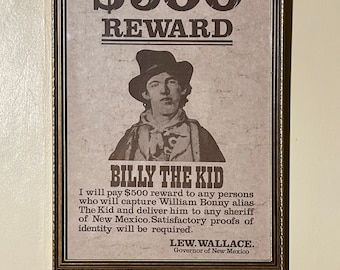 Vintage Wild West Outlaw Wanted Framed Poster - Billy the Kid