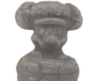 Rare Antique Cast Iron Mickey Mouse Hood Ornament. Mickey Behind a Steering Wheel Wearing a Chauffeur's Cap