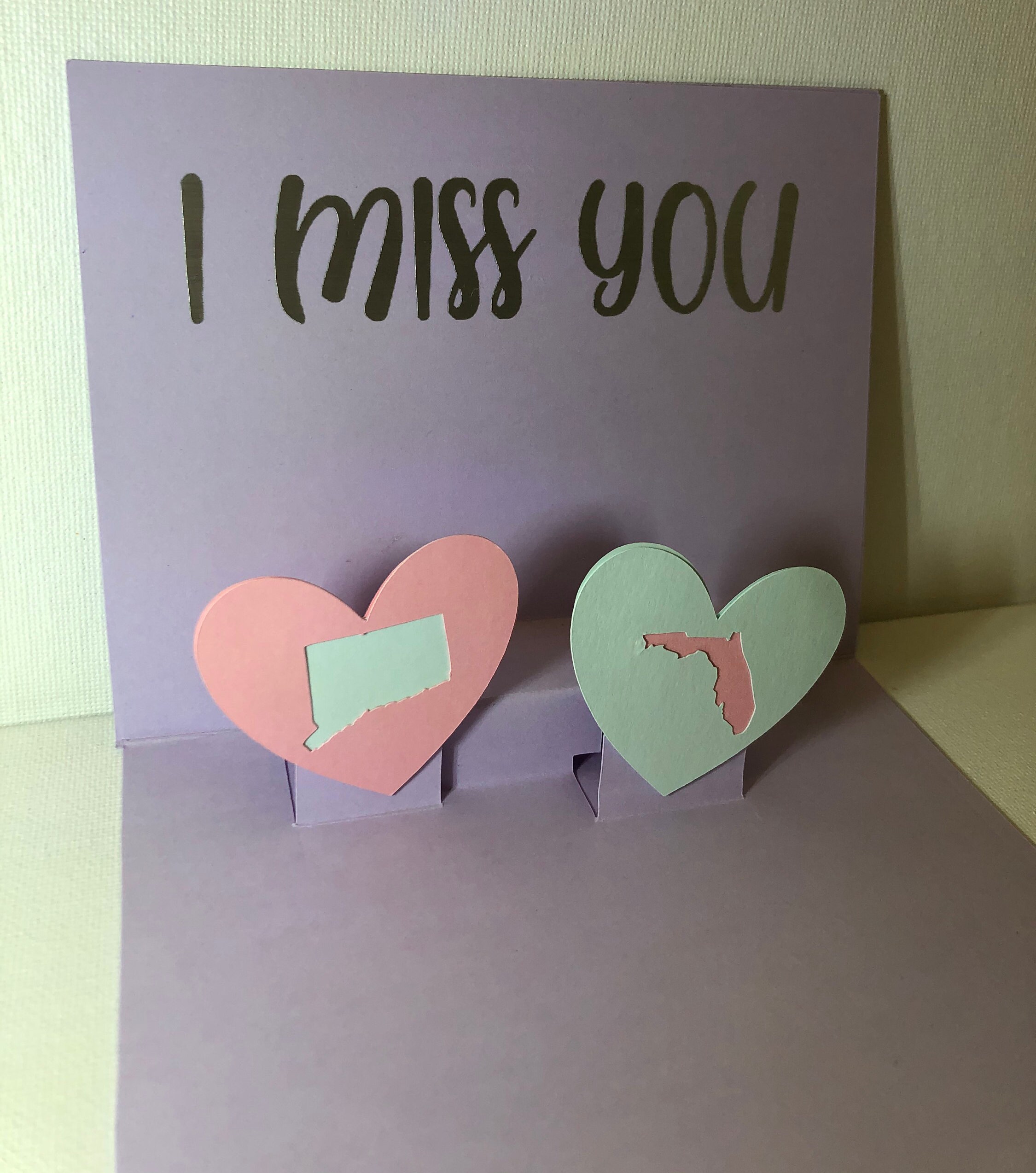 I Miss You Customized States Pop-Up Card | Etsy