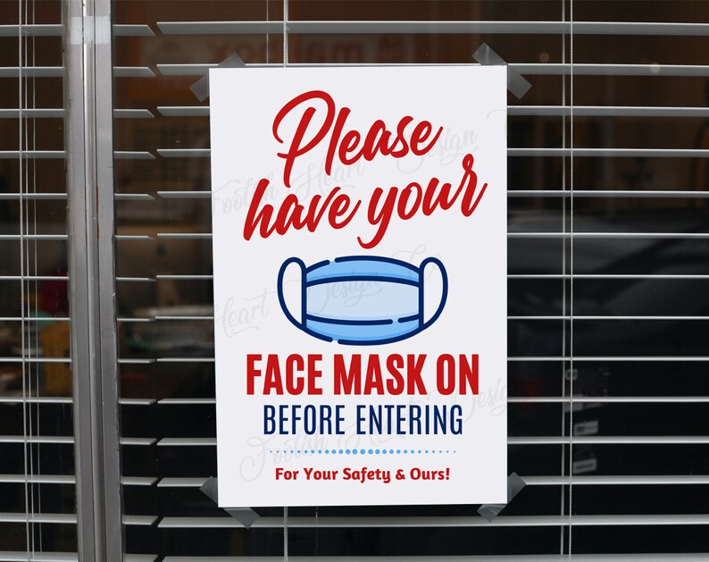 must wear face mask printable sign face masks must be on etsy