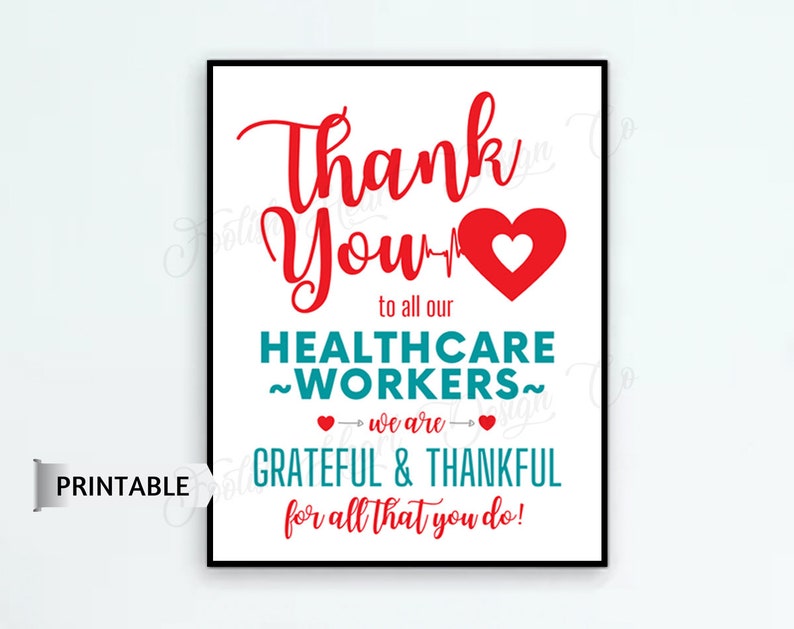 Thank You Healthcare Workers Sign Printable - Printable Word Searches