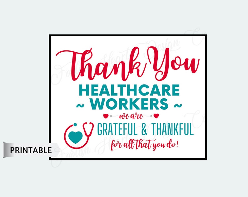 Thank You Healthcare Workers PRINTABLE Sign Healthcare Etsy