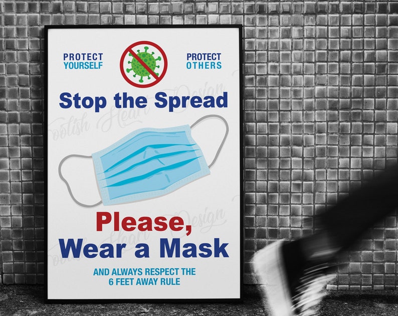 face masks are required printable sign stop the spread etsy