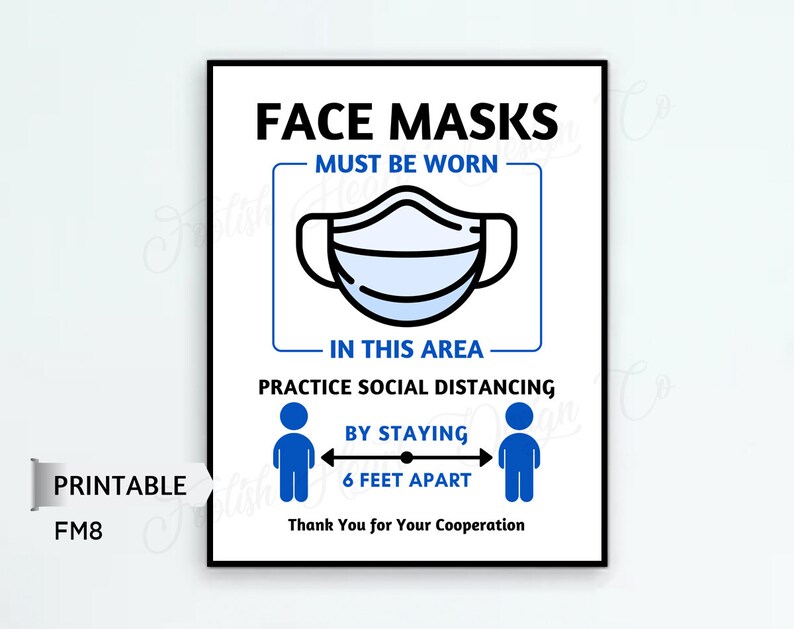 Face Masks Must Be Worn PRINTABLE Sign Mask Door Sign Mask | Etsy