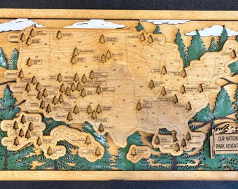 US Travel Map Personalized 3 layers Baltic Birch Hand Painted Quick Shipping Insertable States