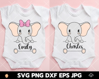 Baby Elefant Monogramm svg, Baby Elefant Junge und Mädchen, Geschenke für Baby, Baby Shirt Design, Elefant Baby Shower Junge Mädchen Shirt Aufkleber, Baby