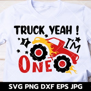 Truck yeah Svg, Truck yeah! I&#39;m one svg, 1st Birthday Svg, I am 1 svg, 1 One Collage svg, Boy birthday svg, Layered Files, Digital dowload
