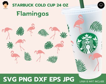 24oz Venti Cold Cup Flamingos für Starbucks Cup, Cricut Silhouette, Flamingo Monstera Full Wrap, Flamingo Tropica Full Wrap Starbucks Cup