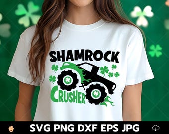 Shamrock Crusher SVG, St. Patrick's Day, St. Patrick's Day, Monstertruck, St. Patrick's Day, St. Patricks Clipart, lustige Schriftart, digitales Png