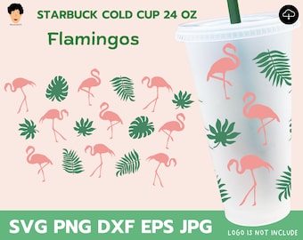 No Hole 24oz Venti Cold Cup Flamingos Design für Starbucks Cup, Troica No Hole Starbucks Wrap, Flamingos No Hole Starbucks, Digitaler Download