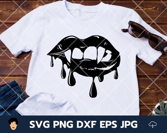 Vampir Lippen Svg, Vampir Beiß lippen Svg, Halloween Svg, Vampir Svg, Vampir Shirt Idee, Datei für Cricut, Silhouette, eps, jpg, png, dxf,