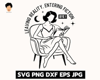 Leafing Realität Entering Fiction svg, Leseplakat, Buchclub png, Bücherwurm Aufkleber svg, Buchliebhaber Aufkleber, Leselehrer Aufkleber