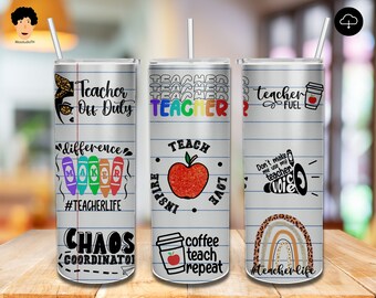 Rainbow Teacher 20oz Skinny Tumbler Design, Crayon Tumbler, Teach Love Inspire Tumbler Wrap Sublimation Straight & Tapered Tumbler, Dowload