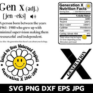 Generation X Svg-bundel, Generation X Svg, Gen X Svg, Retro Gen X Shirt, cadeau voor Gen X, grappig Gen X, slang door water veroorzaakte verwaarlozing, glimlach Gen X