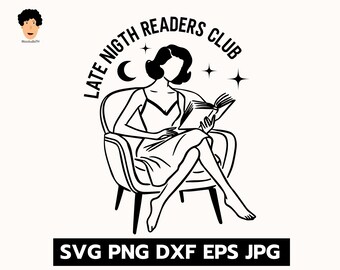 Late Night Readers Club svg, lustiger Buchaufkleber, Buchliebhaber, Leselehrer Aufkleber, Bücherwurm Aufkleber, Dark Academia, Geschenke für Buchliebhaber