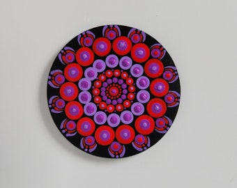 Mandala Refrigerator Magnet, Hand Painted, Large Magnet