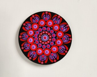 Mandala Refrigerator Magnet, Hand Painted, Large Magnet