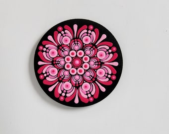 Mandala Refrigerator Magnet, Hand Painted, Large Magnet