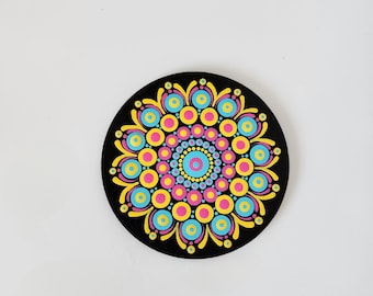 Mandala Refrigerator Magnet, Hand Painted, Large Magnet