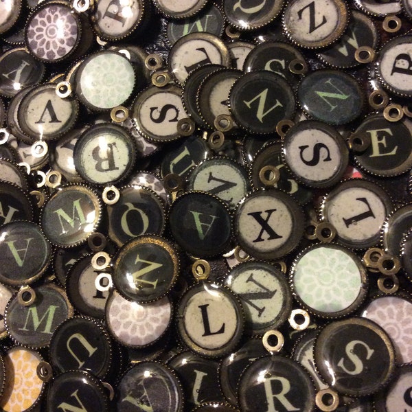 Handmade Resin and bronze initial ( made to look like a typewriter key)