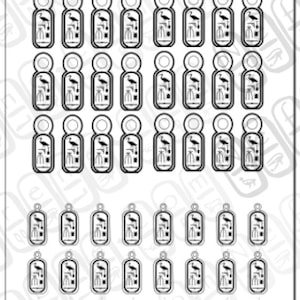 Egyptian Symbol SVG, INSTANT DOWNLOAD, Hieroglyphics, Cartouche-,(2 Styles to choose w/plus bonus shapes) Earring, pendant file