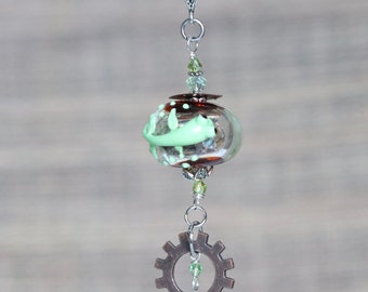 Lampwork FROG/LIZARD / Steampunk Hollow Glass Pendant