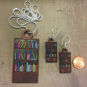 Hand Painted BOOKCASE EARRINGS. ( Made From Maple Wood) Great for Kids ...